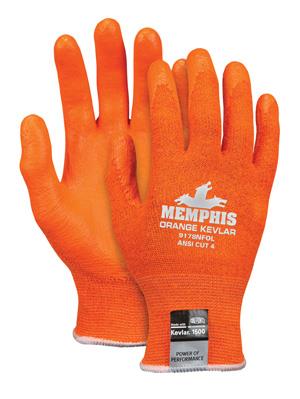 MEMPHIS ORANGE KEVLAR FOAM NITRILE PALM - Cut Resistant Gloves